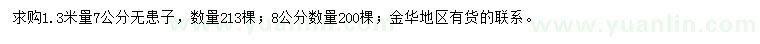 求購1.3米量7、8公分無患子