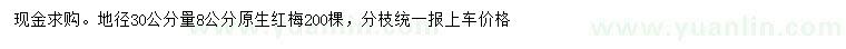 求購地徑30公分量8公分紅梅