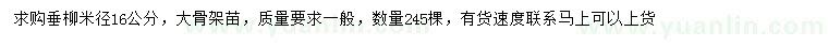 求購米徑16公分垂柳