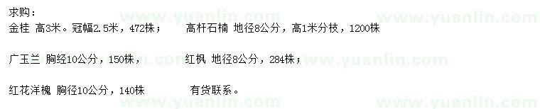 求購金桂、紅葉石楠、廣玉蘭等