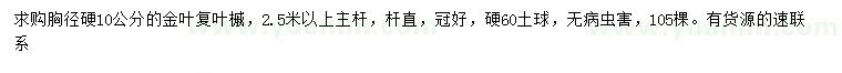 求購(gòu)胸徑10公分金葉復(fù)葉槭