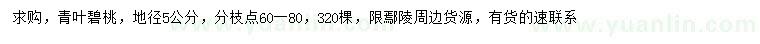 求購(gòu)地徑5公分青葉碧桃