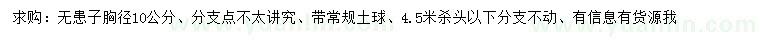 求購胸徑10公分無患子