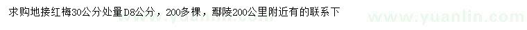 求購(gòu)30公分量地徑8公分地接紅梅
