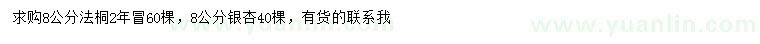 求購8公分法桐、銀杏