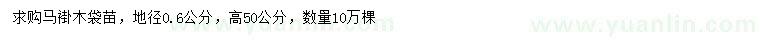 求購(gòu)地徑0.6公分馬褂木