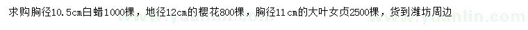 求購(gòu)白蠟、櫻花、大葉女貞