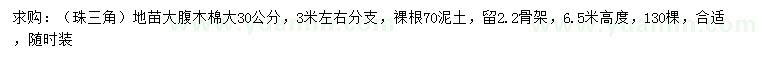 求購30公分大腹木棉