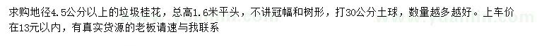 求購地徑4.5公分以上垃圾桂花