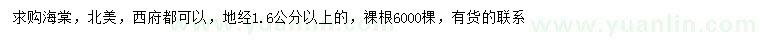 求購(gòu)地徑1.6公分以上北美海棠、西府海棠