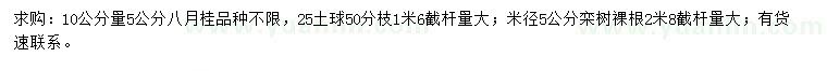 求購(gòu)10公分量5公分八月桂、米徑5公分欒樹