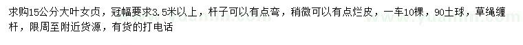 求購15公分大葉女貞
