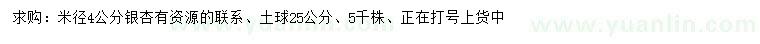 求購米徑4公分銀杏