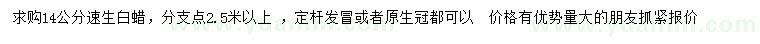 求購14公分速生白蠟