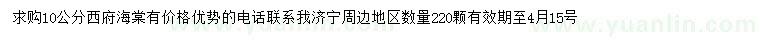 求購10公分西府海棠