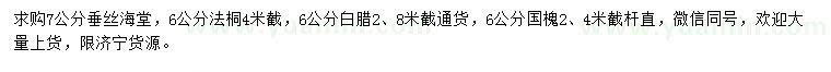 求購垂絲海棠、法桐、白臘等