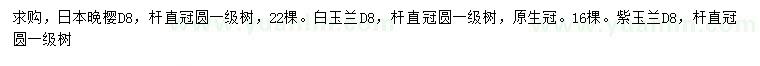 求購日本晚櫻、白玉蘭、紫玉蘭
