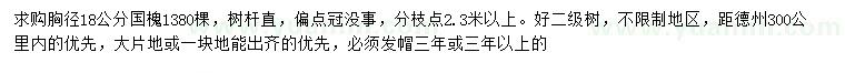 求購(gòu)胸徑18公分國(guó)槐