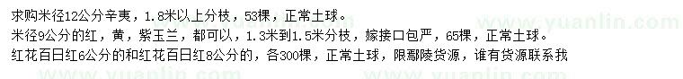 求購辛夷、玉蘭、百日紅