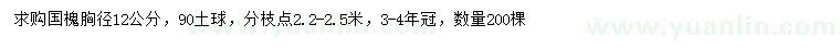 求購胸徑12公分國槐