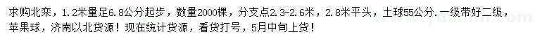 求購(gòu)1.2米量足6.8公分起步北欒