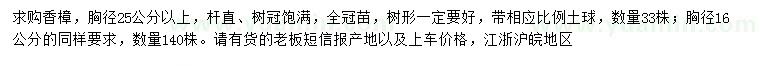 求購胸徑16、25公分以上香樟