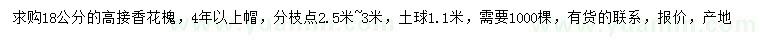 求購(gòu)18公分高接香花槐
