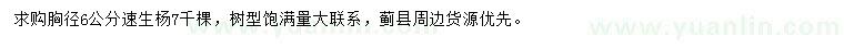 求購胸徑6公分速生楊