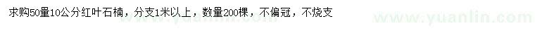 求購50量10公分紅葉石楠
