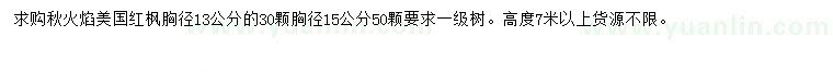 求購胸徑13、15公分秋火焰