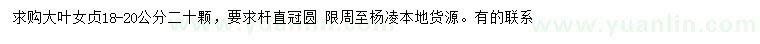 求購(gòu)18-20公分大葉女貞