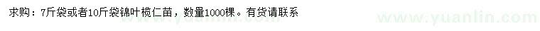 求購(gòu)錦葉欖仁苗