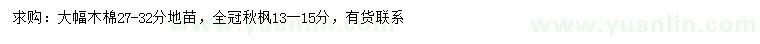 求購(gòu)27-32公分大腹木棉地苗、13-15公分秋楓