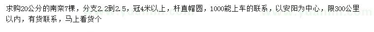 求購(gòu)20公分南欒