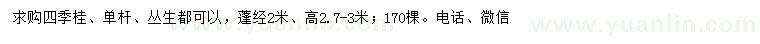 求購高2.7-3米四季桂