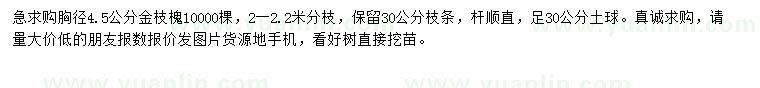 求購胸徑4.5公分金枝槐
