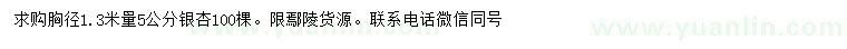 求購胸徑1.3米量5公分銀杏