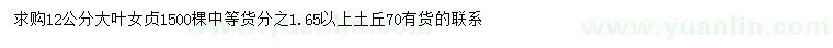 求購12公分大葉女貞