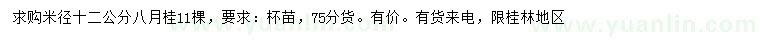 求購(gòu)米徑12公分八月桂