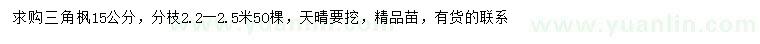求購15公分三角楓