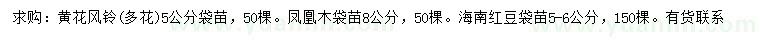 求購(gòu)黃花風(fēng)鈴、鳳凰木、海南紅豆