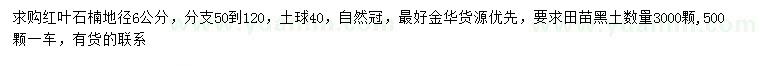 求購地徑6公分紅葉石楠