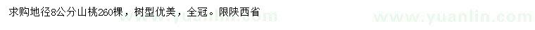 求購地徑8公分山桃