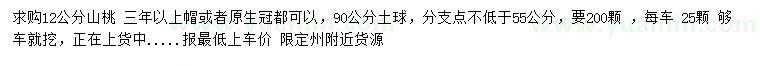 求購(gòu)12公分山桃