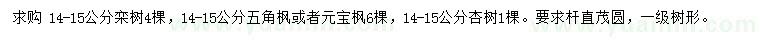 求購(gòu)欒樹(shù)、五角楓、元寶楓等