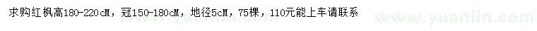 求購地徑5公分紅楓