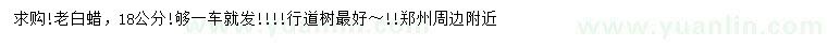 求購18公分老白蠟