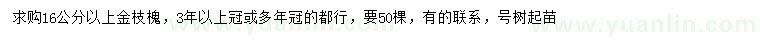 求購16公分以上金枝槐