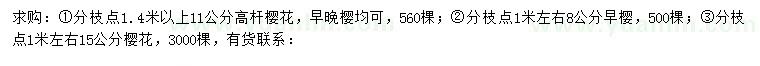 求購11公分高桿櫻花、8、15公分早櫻