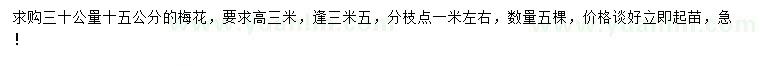 求購(gòu)30公分量15公分梅花